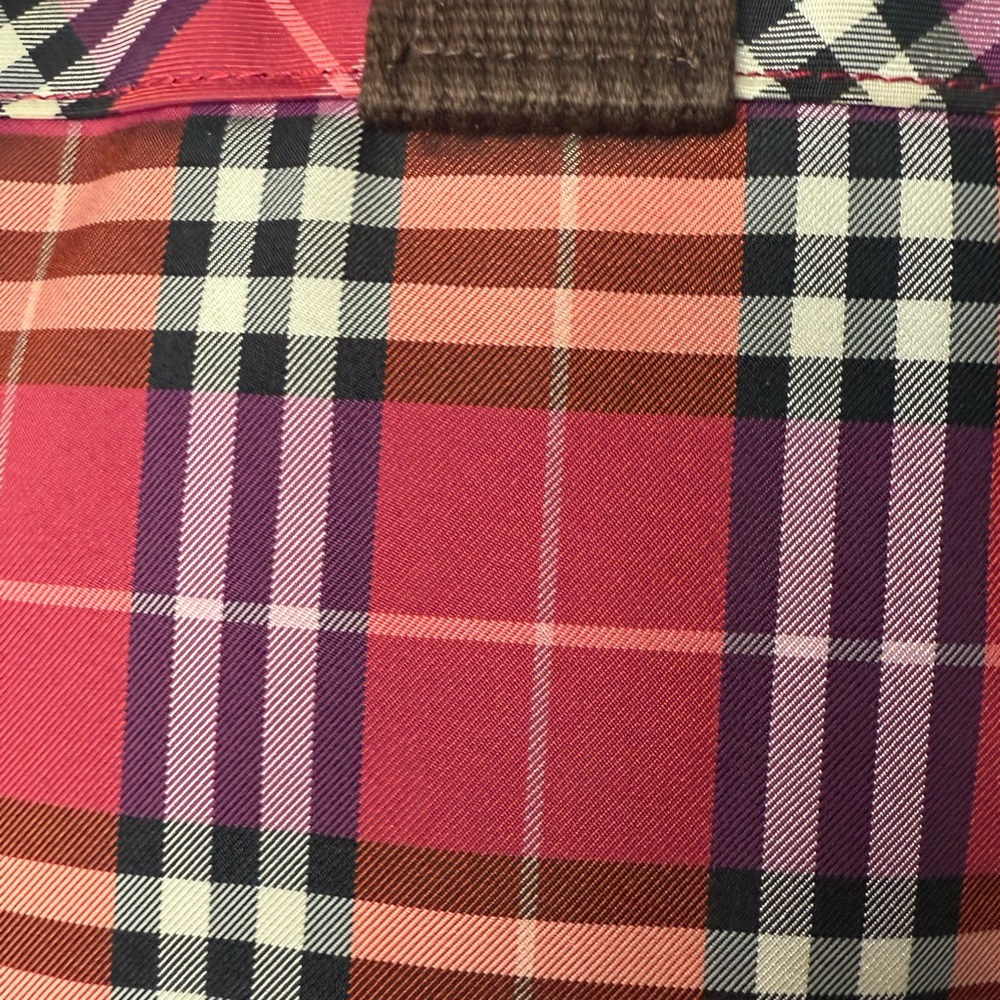 Burberry red and Brown Plaid coated canvas bag - Picture 6 of 9